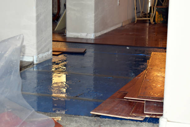 Professional Flood Damage Restoration technician working in Hope, MI